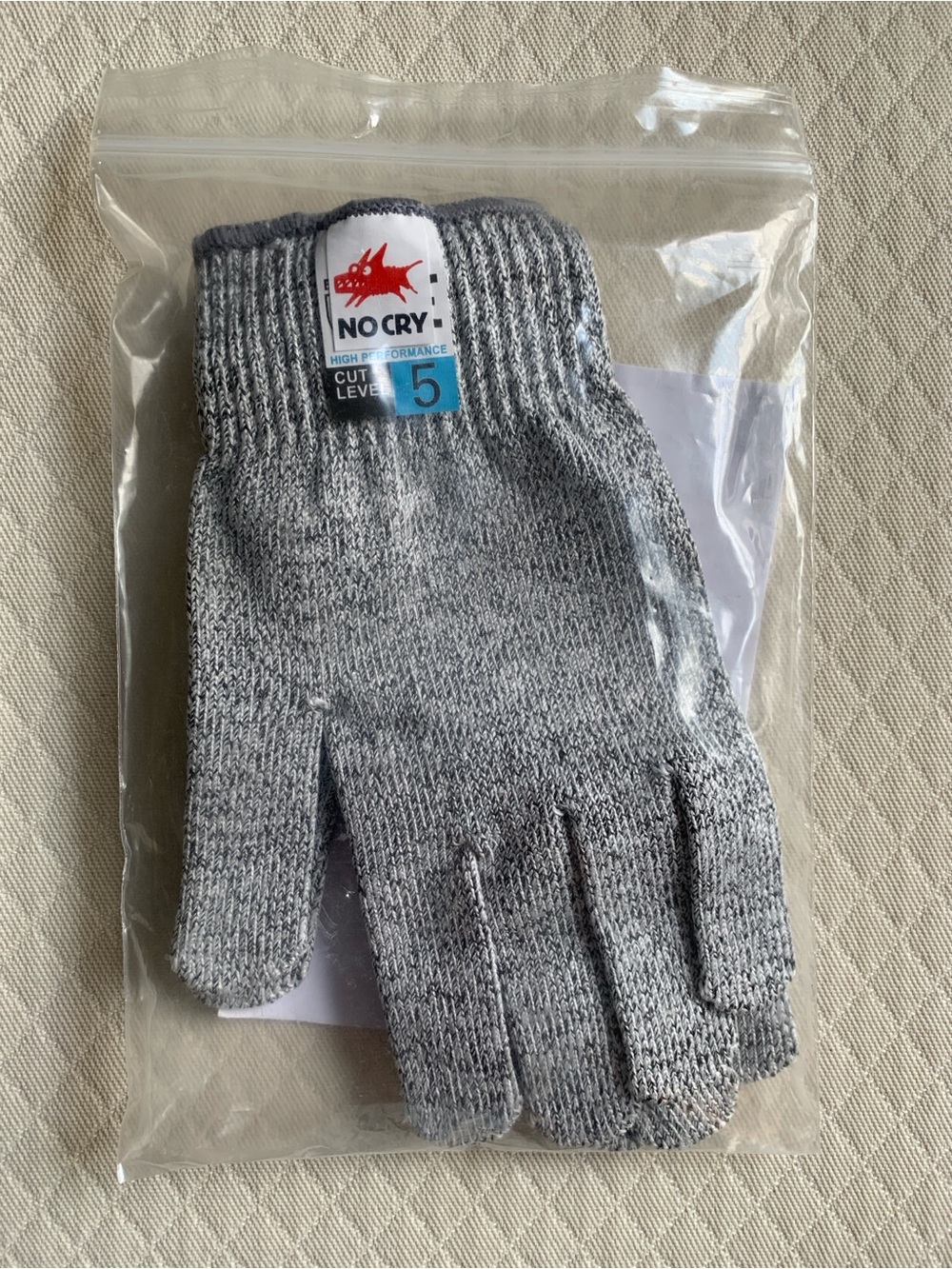 NoCry Cut Resistant Work Gloves - Gray Cut Level 5 Size Small